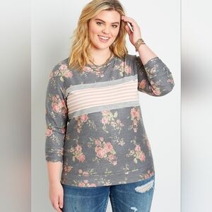 💐Woman Size 1X Maurices Floral Striped Sweatshirt💐